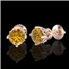 Image 2 : 1.26 ctw Intense Fancy Yellow Diamond Art Deco Earrings 18k Rose Gold - REF-200A2N