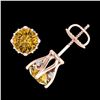 Image 3 : 1.26 ctw Intense Fancy Yellow Diamond Art Deco Earrings 18k Rose Gold - REF-200A2N