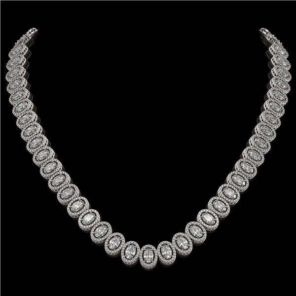 34.72 ctw Oval Cut Diamond Micro Pave Necklace 18K White Gold - REF-4700X9A