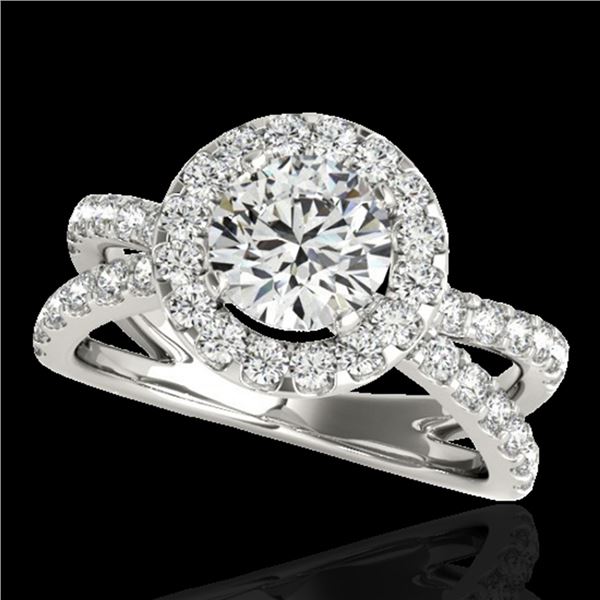 2.01 ctw Certified Diamond Solitaire Halo Ring 10k White Gold - REF-231N8F