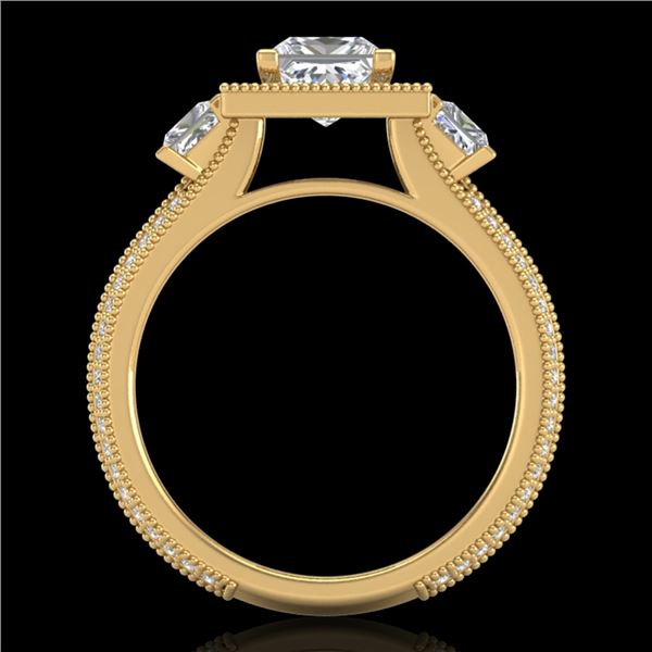 2.5 ctw Princess VS/SI Diamond Micro Pave 3 Stone Ring 18k Yellow Gold - REF-527A3N