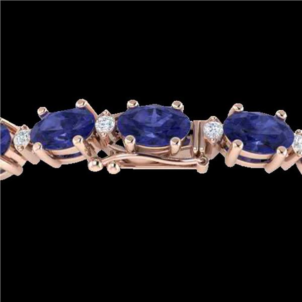 15 ctw Tanzanite & VS/SI Diamond Eternity Bracelet 10k Rose Gold - REF-143G6W