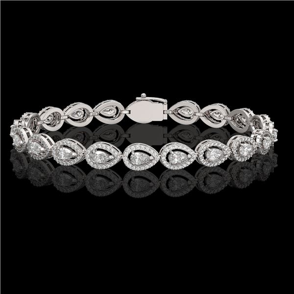 7.29 ctw Pear Cut Diamond Micro Pave Bracelet 18K White Gold - REF-633M8G