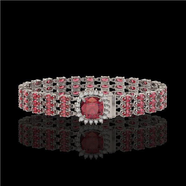 28.56 ctw Tourmaline & Diamond Bracelet 14K White Gold - REF-414G2W