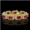 Image 1 : 61.92 ctw Certified Ruby & Diamond Victorian Bracelet 14K Yellow Gold - REF-1288G4W