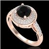 Image 1 : 1.7 ctw Fancy Black Diamond Engagment Art Deco Ring 18k Rose Gold - REF-143N6F