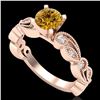 Image 1 : 1.01 ctw Intense Fancy Yellow Diamond Art Deco Ring 18k Rose Gold - REF-143F6M