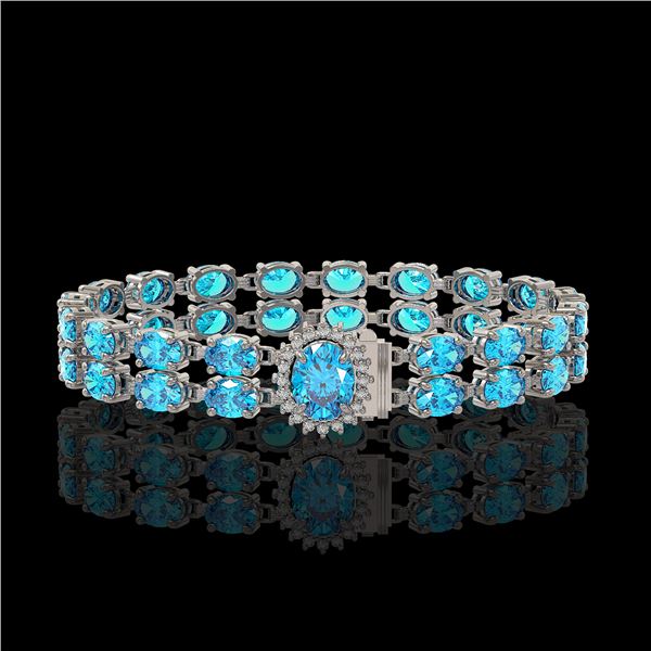 17.78 ctw Swiss Topaz & Diamond Bracelet 14K White Gold - REF-209H3R