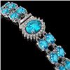 Image 2 : 17.78 ctw Swiss Topaz & Diamond Bracelet 14K White Gold - REF-209H3R
