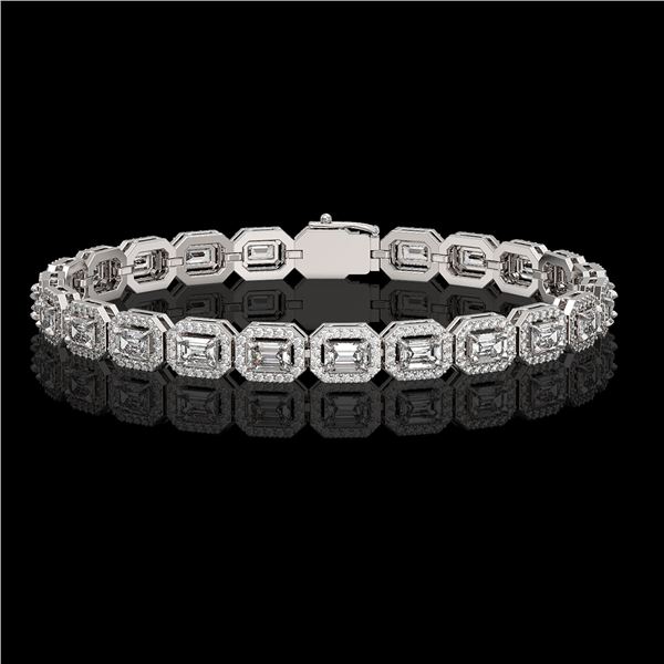 8.83 ctw Emerald Cut Diamond Micro Pave Bracelet 18K White Gold - REF-1051R2K