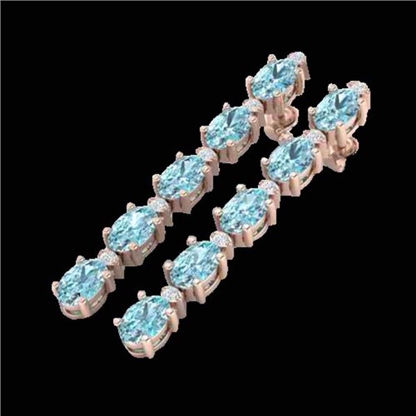 15.47 ctw Sky Blue Topaz & VS/SI Certified Diamond Earrings 10k Rose Gold - REF-81X8A