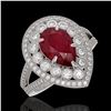 Image 1 : 5.12 ctw Certified Ruby & Diamond Victorian Ring 14K White Gold - REF-161X8A