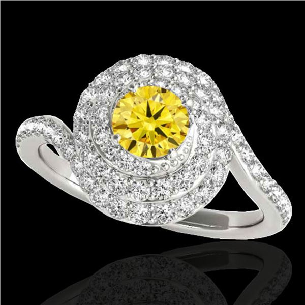 1.86 ctw Certified SI/I Fancy Intense Yellow Diamond Ring 10k White Gold - REF-184Y3X