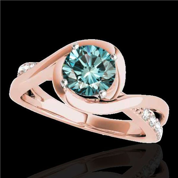 1.15 ctw SI Certified Fancy Blue Diamond Solitaire Ring 10k Rose Gold - REF-113G2W