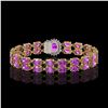 Image 3 : 14.1 ctw Amethyst & Diamond Bracelet 14K Yellow Gold - REF-209Y3X