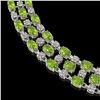 Image 3 : 37.97 ctw Peridot & Diamond Necklace 10K White Gold - REF-427F3M