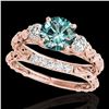 Image 1 : 1.35 ctw SI Certified Fancy Blue Diamond 3 Stone Set 10k Rose Gold - REF-130W9H
