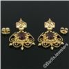 Image 6 : Vintage Victorian Revival 14K Yellow Gold 2.8 ctw Oval Garnet Open Dangle Earrin