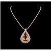 Image 2 : 14KT Rose Gold GIA Certified 49.49 ctw Morganite and Diamond Pendant With Chain
