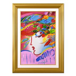 Peter Max, "Blushing Beauty" Framed One-Of-A-Kind Acrylic Mixed Media (34.5" x 4
