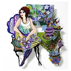 Patricia Govezensky, "Violet" Original Painting on Cutout Steel with Letter of A