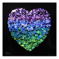 Patricia Govezensky, "Heart" Original 3D Metal Art on Wood with Letter of Authen