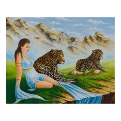 Eugene Poliarush, "Playing Together" Original Oil on Canvas; Hand Signed and wit