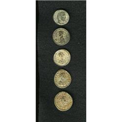 Ancient Lots: Lot of five silvered late Roman br