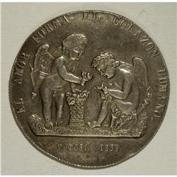 Bolivia: Silver medal 1865, Cupid presenting ros