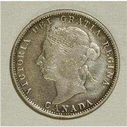 Canada: Victoria 25 Cents 1889, KM5, Fine, clean