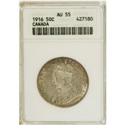 Canada: George V 50 Cents 1916, KM25, AU55 ANACS