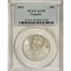 Canada: George V 50 Cents 1919, KM25, AU58 PCGS,