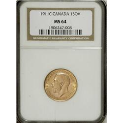 Canada: George V gold Sovereign 1911C, KM20, MS6