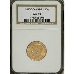 Canada: George V gold Sovereign 1917C, KM20, MS6