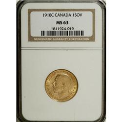 Canada: George V gold Sovereign 1918C, KM20, MS6
