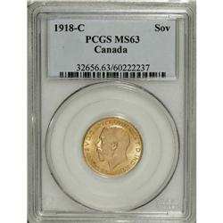 Canada: George V gold Sovereign 1918C, KM20, MS6