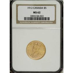 Canada: George V gold 5 Dollars 1912, KM26, MS62