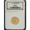 Canada: George V gold 5 Dollars 1912, KM26, MS62