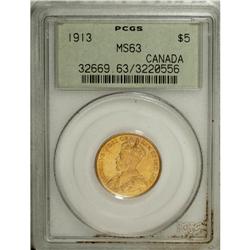 Canada: George V gold 5 Dollars 1913, KM26, MS63