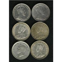Canada: Assortment of 25 Cents, 1902H cleaned XF
