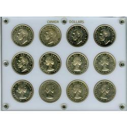 Canada: Silver Dollar set, 1935-1967, most Uncir