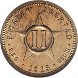Cuba: Republic 2 Centavos 1915 Proof, KM-A10, Pr