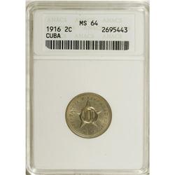 Cuba: Republic - Trio of ANACS 2 Centavos 1916,