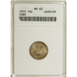 Cuba: Republic 10 Centavos 1915 - Three Examples