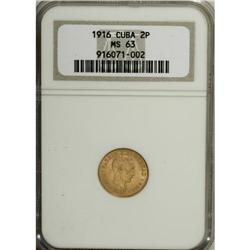 Cuba: Republic gold 2 Pesos 1916, KM17, MS63 NGC