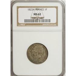 France: Louis XVIII Franc 1823A, KM709.1, MS62 N