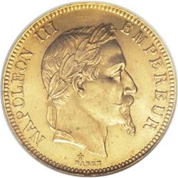 France: Napoleon III gold 100 Francs 1866BB, KM8