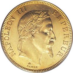 France: Napoleon III gold 100 Francs 1869A, KM80