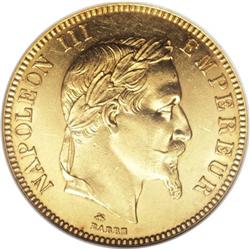France: Napoleon III gold 100 Francs 1869A, KM80