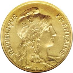 France: Republic 10 Centimes 1898 Struck in Gold